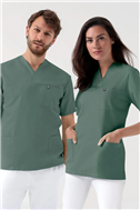 GREEN Stretch oversteektuniek uniseks - V-hals