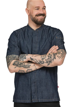 1097 Koksbuis korte mouw smart uniseks - Denim blauw